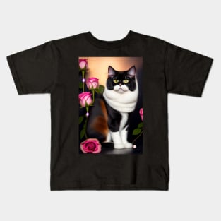 British Shorthair Tabby Roses Kids T-Shirt